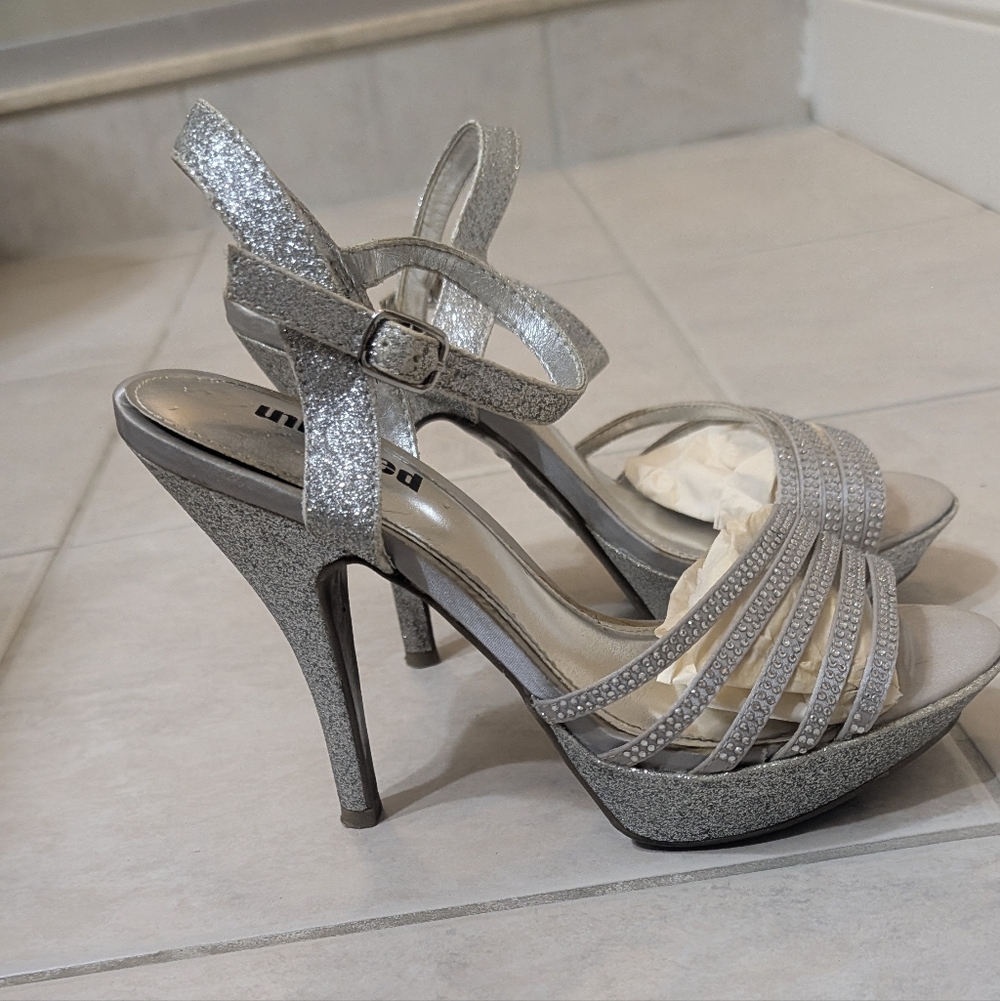 Prom Heels - Silver Glitter Stilettos